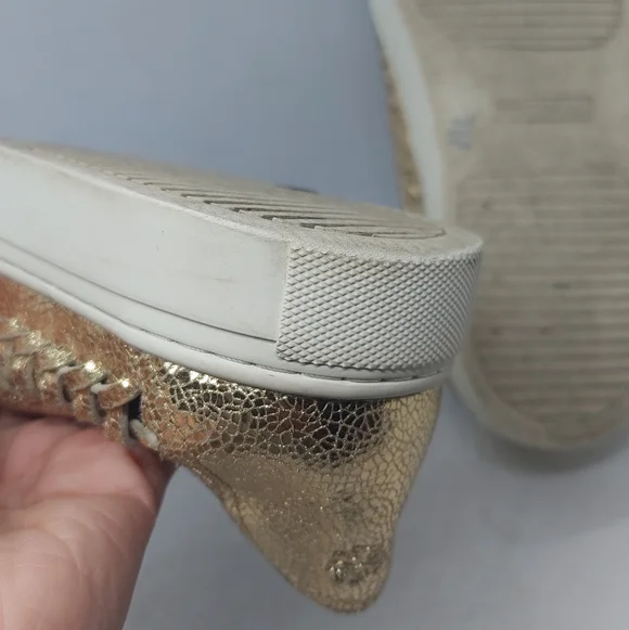 Tory Burch Huarache 2 Slip-On Sneakers Shoes Woven Golden Womens Size 9.5M - Picture 16 of 16